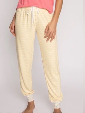 PJ Salvage Small Pants Sunshine Stripe Jam Pants floral trim NWT